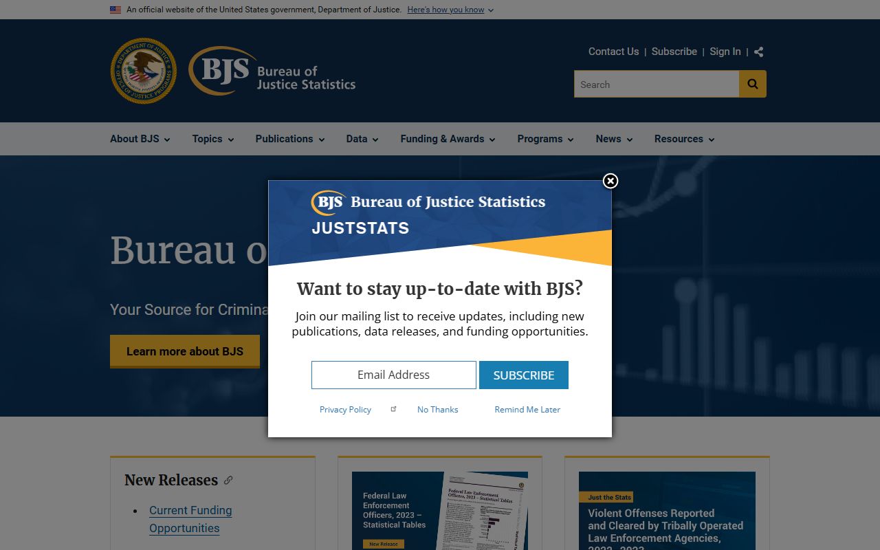 Bureau of Justice Statistics page for national jail population context relevant to Clark County
