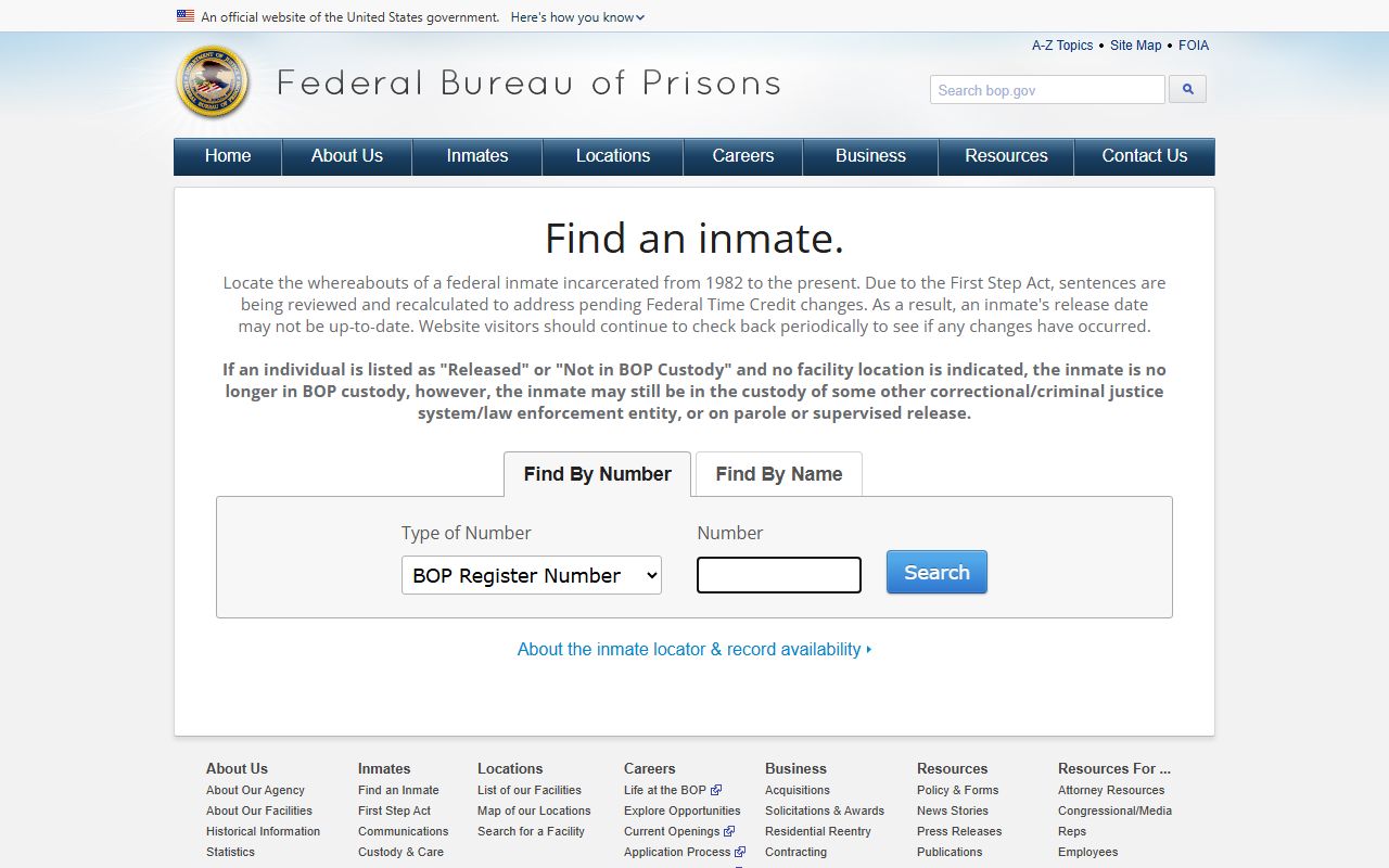 Federal Bureau of Prisons inmate locator for Clark County federal releases