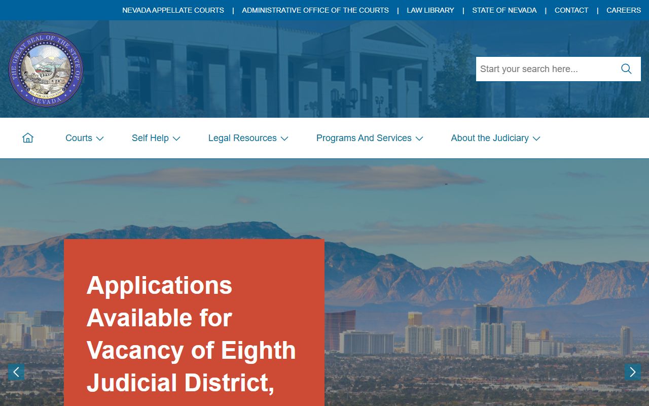 Nevada Judiciary official site showing statewide context for Clark County court records